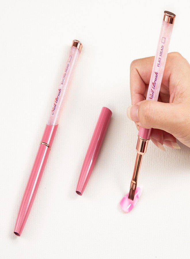 SILPECWEE Acrylic Nail Brush, Flat Nail Extension Brushes Builder Gel Nails Design Tools Pen Acrylic Powder Nail Art Brush Professional Manicure Pedicure - Image 3