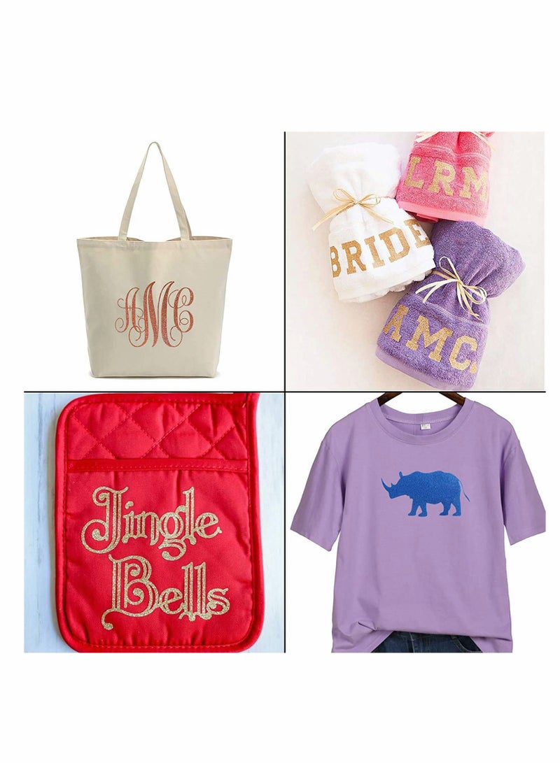 فيلم نقل حراري لامع، عبوة 12 قطعة من الفينيل القابل للكي بألوان 10 للتي شيرتات - سهل القطع، 12 × 10 بوصة - مثالي لأعمال الضغط الحراري - Image 2