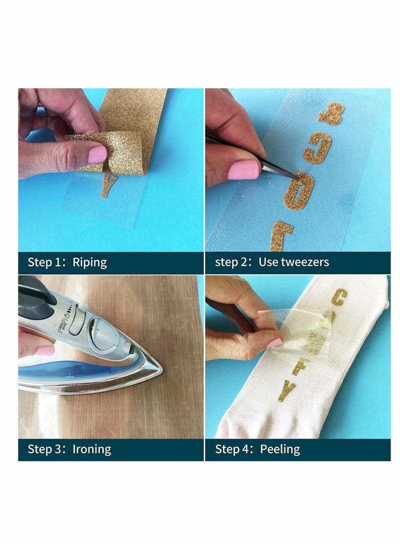 فيلم نقل حراري لامع، عبوة 12 قطعة من الفينيل القابل للكي بألوان 10 للتي شيرتات - سهل القطع، 12 × 10 بوصة - مثالي لأعمال الضغط الحراري - Image 5