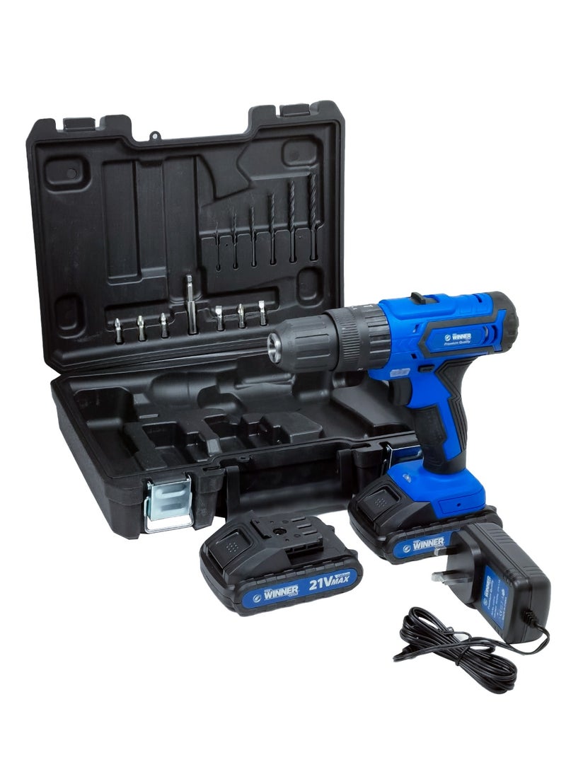 THE WINNER TOOLS Premium Quality Cordless Impact Drill - The Winner Tools 21V, 1500mAh Li-Ion, 2 Batteries, 10mm Chuck Diameter - The Winner tools  - Image 4