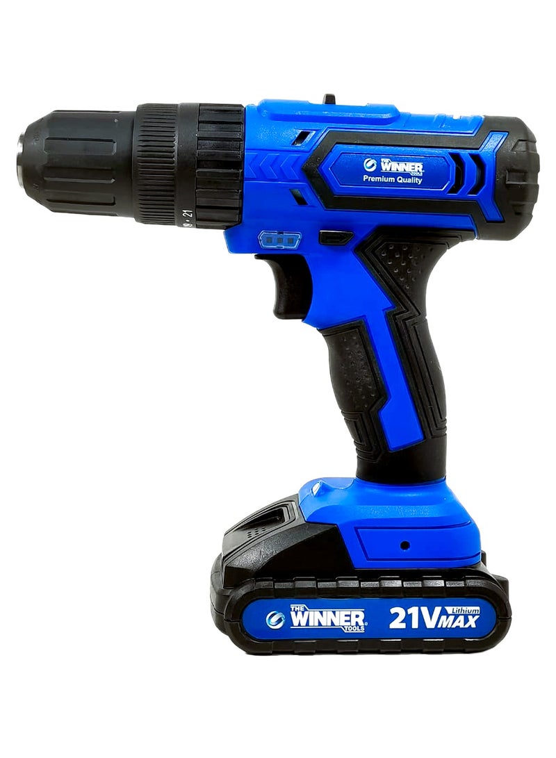 THE WINNER TOOLS Premium Quality Cordless Impact Drill - The Winner Tools 21V, 1500mAh Li-Ion, 2 Batteries, 10mm Chuck Diameter - The Winner tools  - Image 1