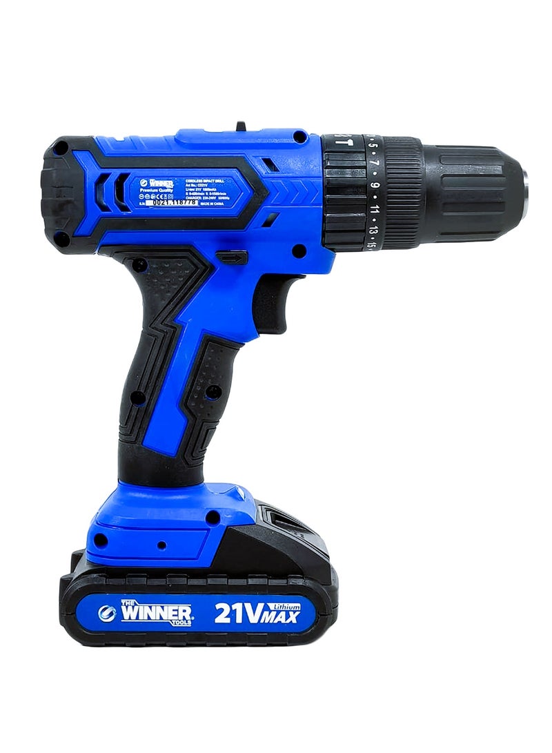 THE WINNER TOOLS Premium Quality Cordless Impact Drill - The Winner Tools 21V, 1500mAh Li-Ion, 2 Batteries, 10mm Chuck Diameter - The Winner tools  - Image 5