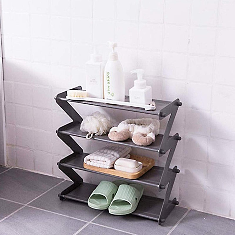shopper 52.com shopper 52com 4 Layer Z Type Lightweight Sleek Space Saving Shoe Organizer Rack for Home and OfficePlastic Multicolour - Image 4