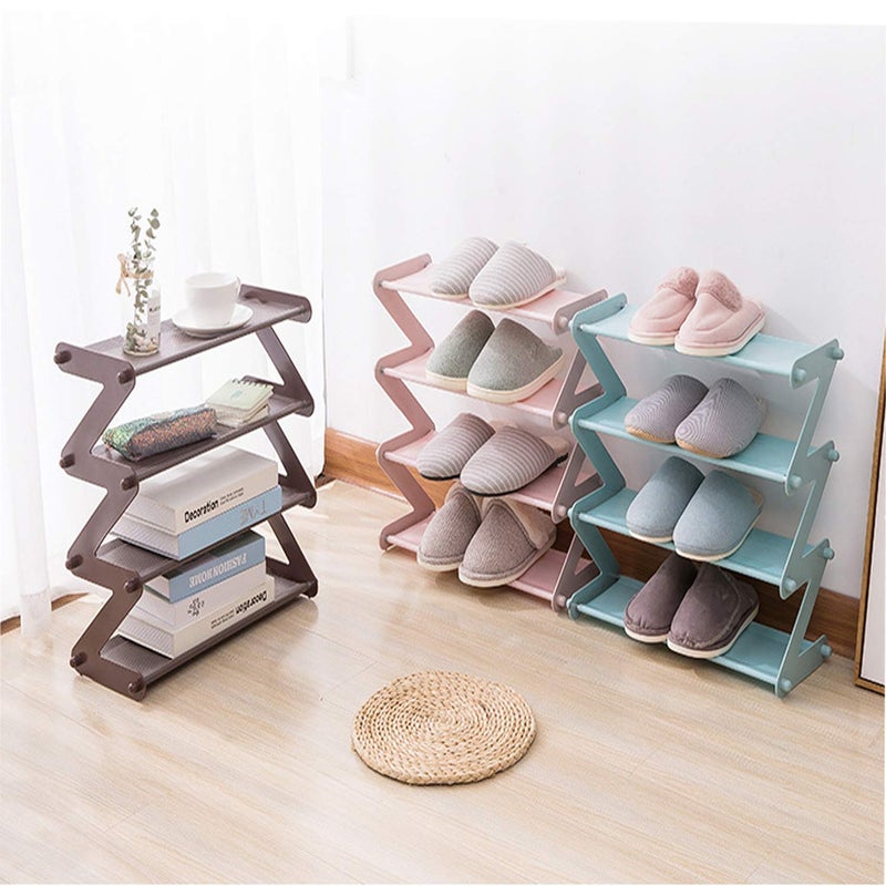 shopper 52.com shopper 52com 4 Layer Z Type Lightweight Sleek Space Saving Shoe Organizer Rack for Home and OfficePlastic Multicolour - Image 5