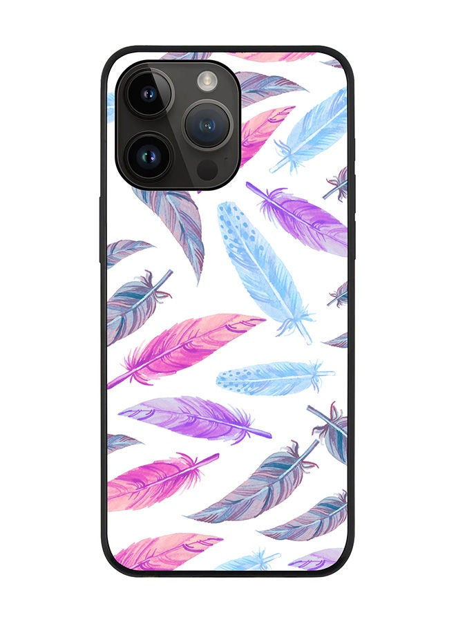 Stylizedd Rugged Black edge case for Apple iPhone 14 Pro Max Slim fit Soft Case Flexible Rubber Edges Anti Drop TPU Gel Thin Cover - Feather Colors - Image 1