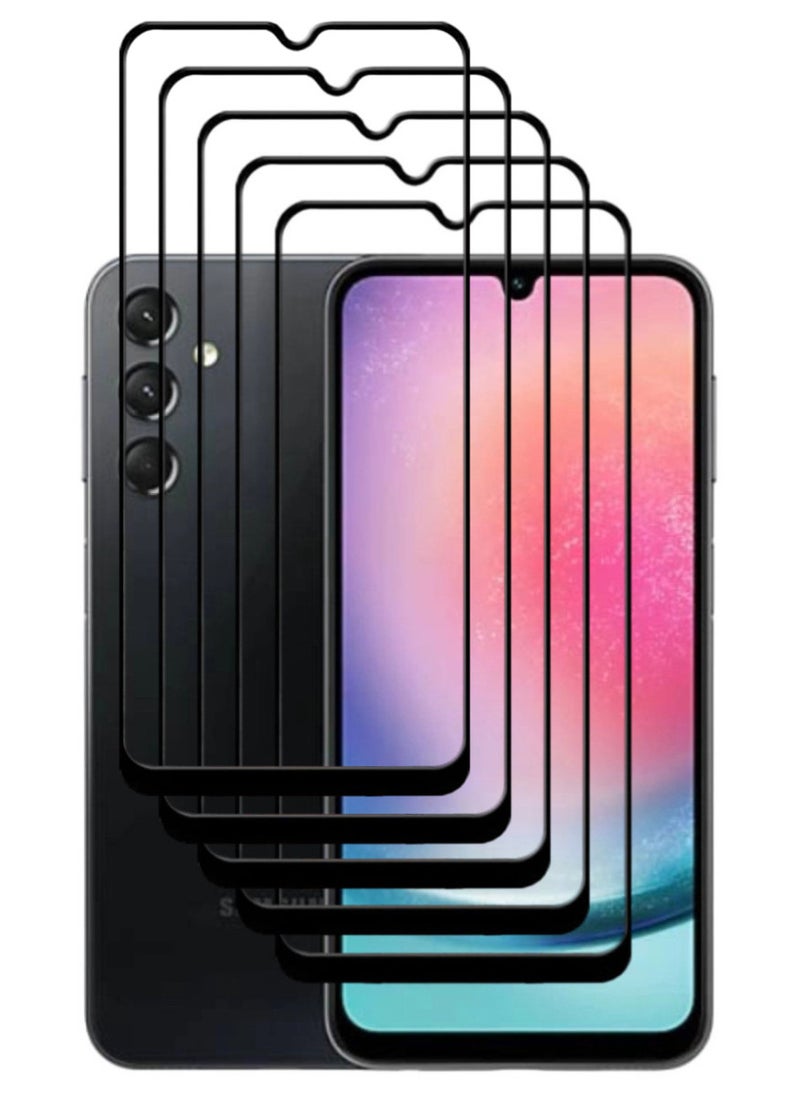 ACLIX 5 Pieces Antistatic ESD Dustproof Premium Quality High Definition Tempered Glass Screen Protector Designed For Samsung Galaxy A24 4G - Image 1
