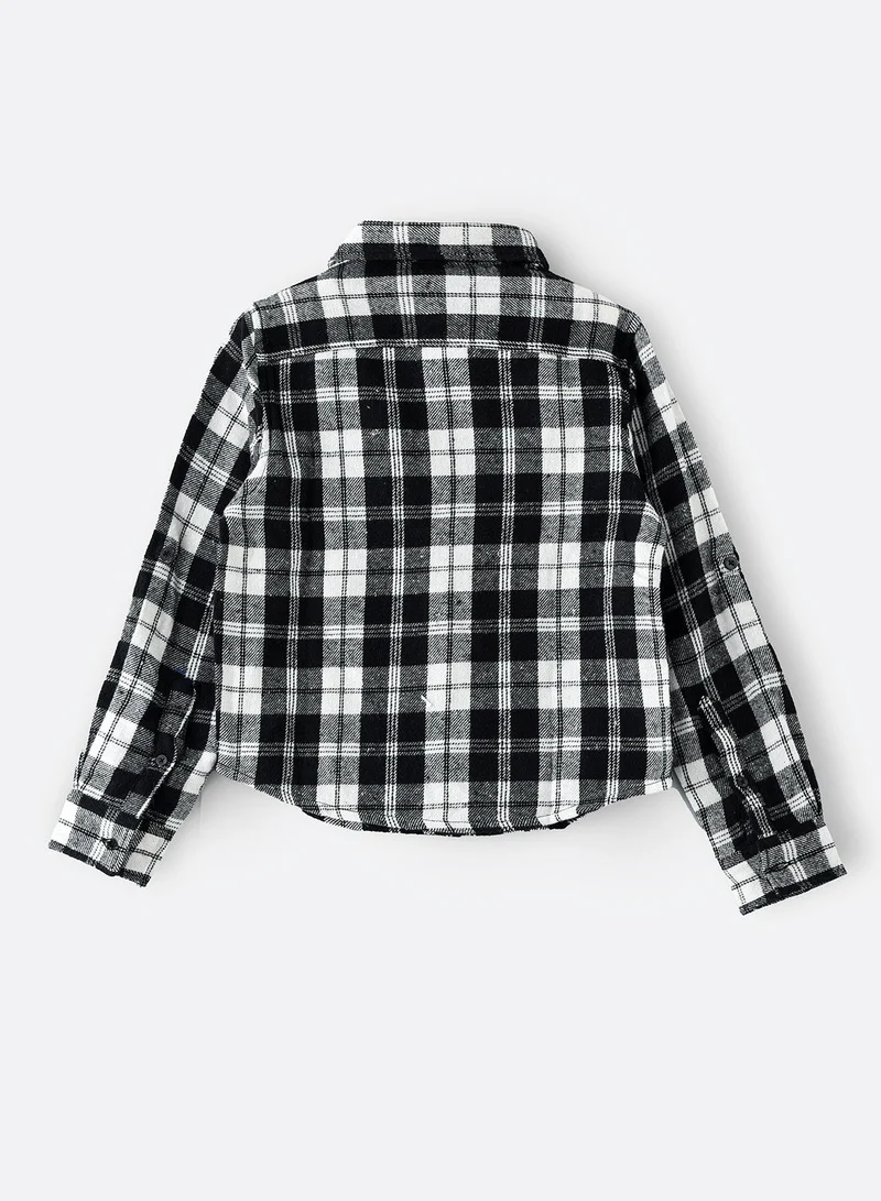 جام قميص كاروهات منسوج بأكمام