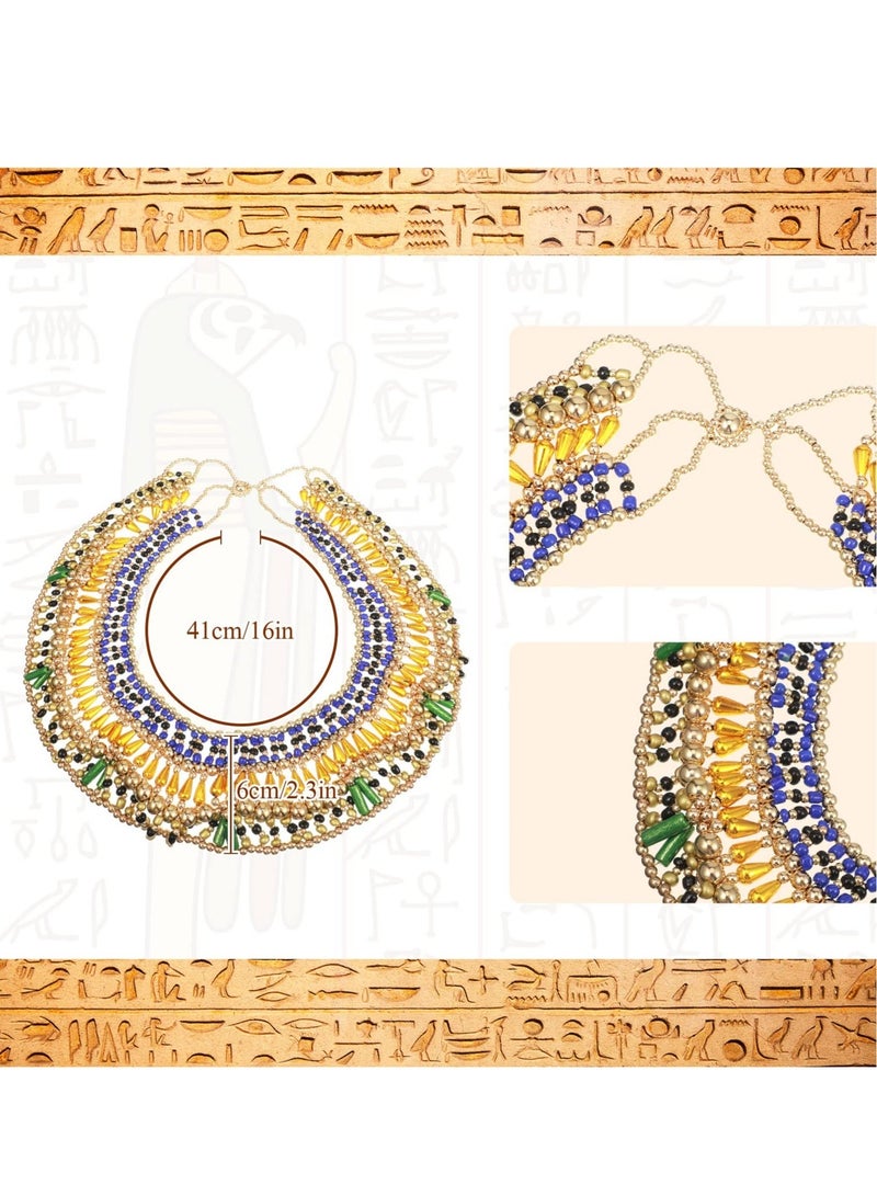 5 Pieces Egyptian Headpiece Costume, Included Tassel Head Chain Gold Snake Armband  Finger Ring Bracelet Earring Necklace,Suitable for Party Costume for Women  - Image 2