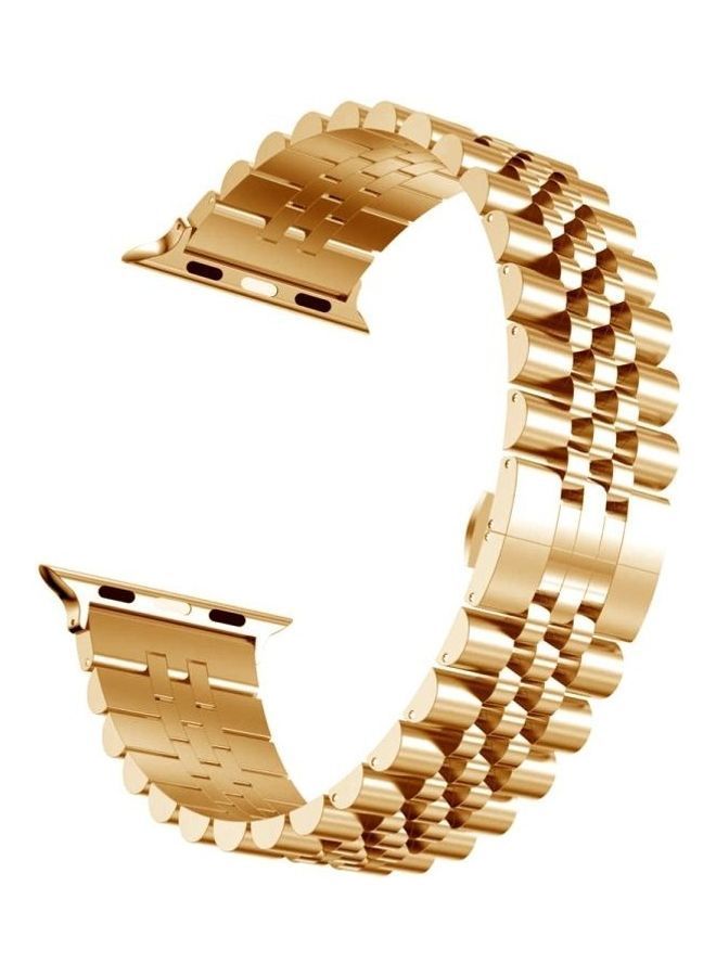 NIBEMINENT Man Five Beads Stainless Steel Replacement Watchbands For Apple Watch Series 7/6/SE/5/4/3/2/1 38/40/41mm Rose Gold - Image 2