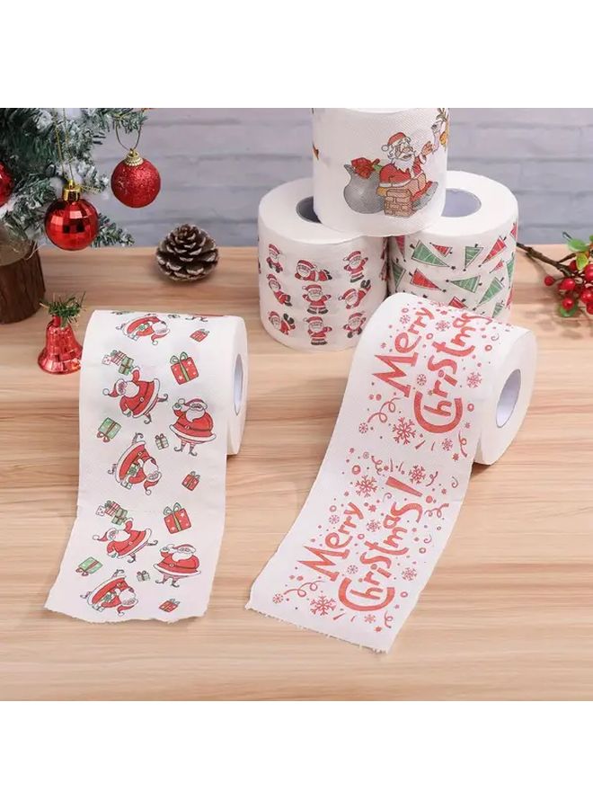Christmas Alphabet Toilet Paper Santa Claus Holiday Design Disposable Bathroom Tissue Embossed Soft Texture Suitable For Christmas Dinner Celebration Events Bathroom Decoration Party Supplies Home Decor Festive Event Essentials - Image 4