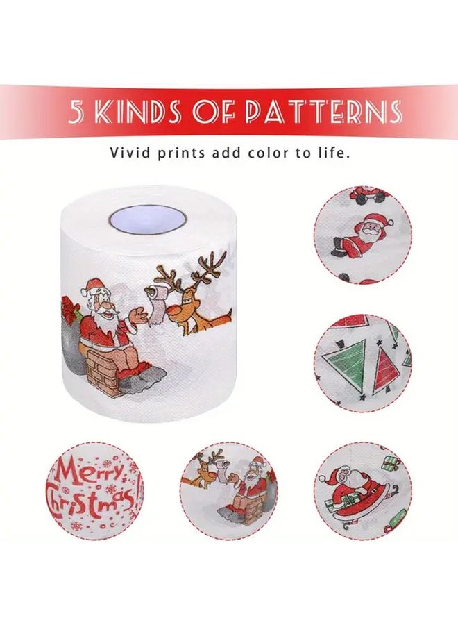 Christmas Alphabet Toilet Paper Santa Claus Holiday Design Disposable Bathroom Tissue Embossed Soft Texture Suitable For Christmas Dinner Celebration Events Bathroom Decoration Party Supplies Home Decor Festive Event Essentials - Image 2