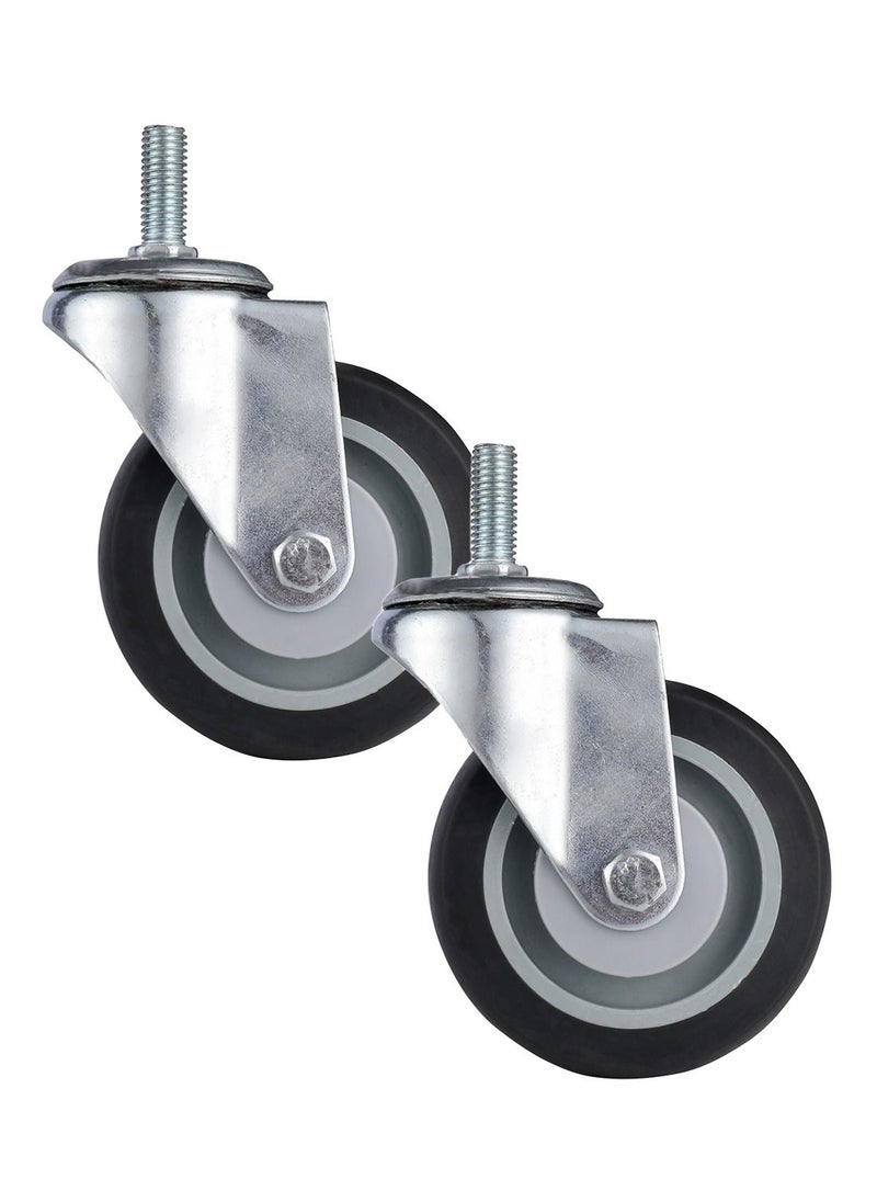 BMB tools - Grey TPR Double Ball Bearing Caster 2 Piece 100mm - Swivel - Screw M12x30mm| Industrial & Scientific|Material Handling Products|Rubber Caster| Wheel - Image 1