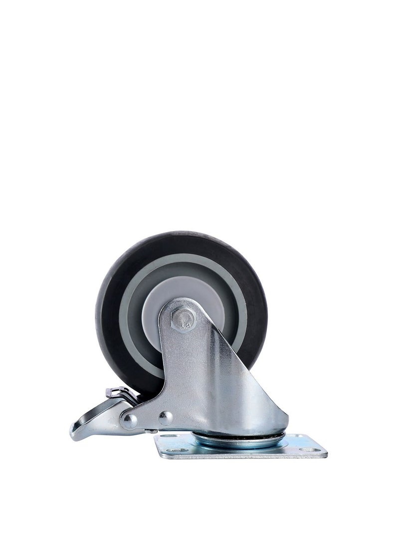 BMB tools - Grey TPR Double Ball Bearing Caster 2 Piece 100mm - Swivel - Screw M12x30mm| Industrial & Scientific|Material Handling Products|Rubber Caster| Wheel - Image 1