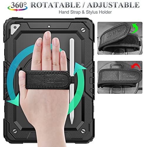 SEYMAC stock Case for iPad Air 3 2019 / Pro 10.5'' with Screen Protector Pen Holder [360° Rotate Hand Strap/Stand], Drop-Proof Case (Black) - Image 2