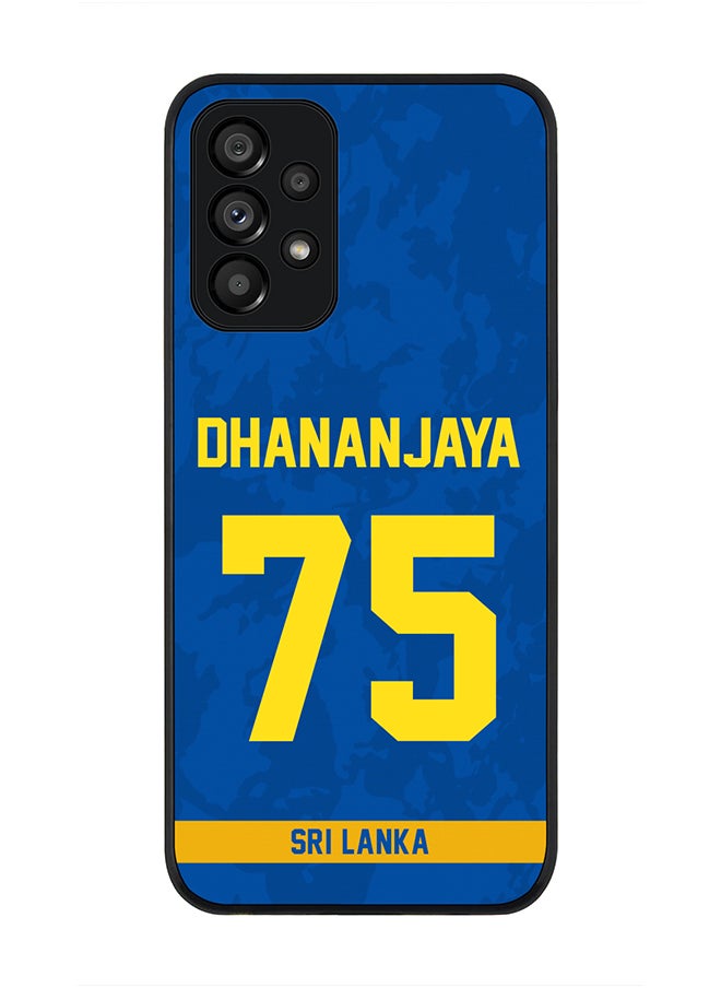 Stylizedd - Rugged Black Edge Case for Samsung Galaxy A73 5G, Slim fit Soft Case Flexible thin Cover - Player Name - Dhananjaya de Silva, Jersey Number- 75 - Image 1