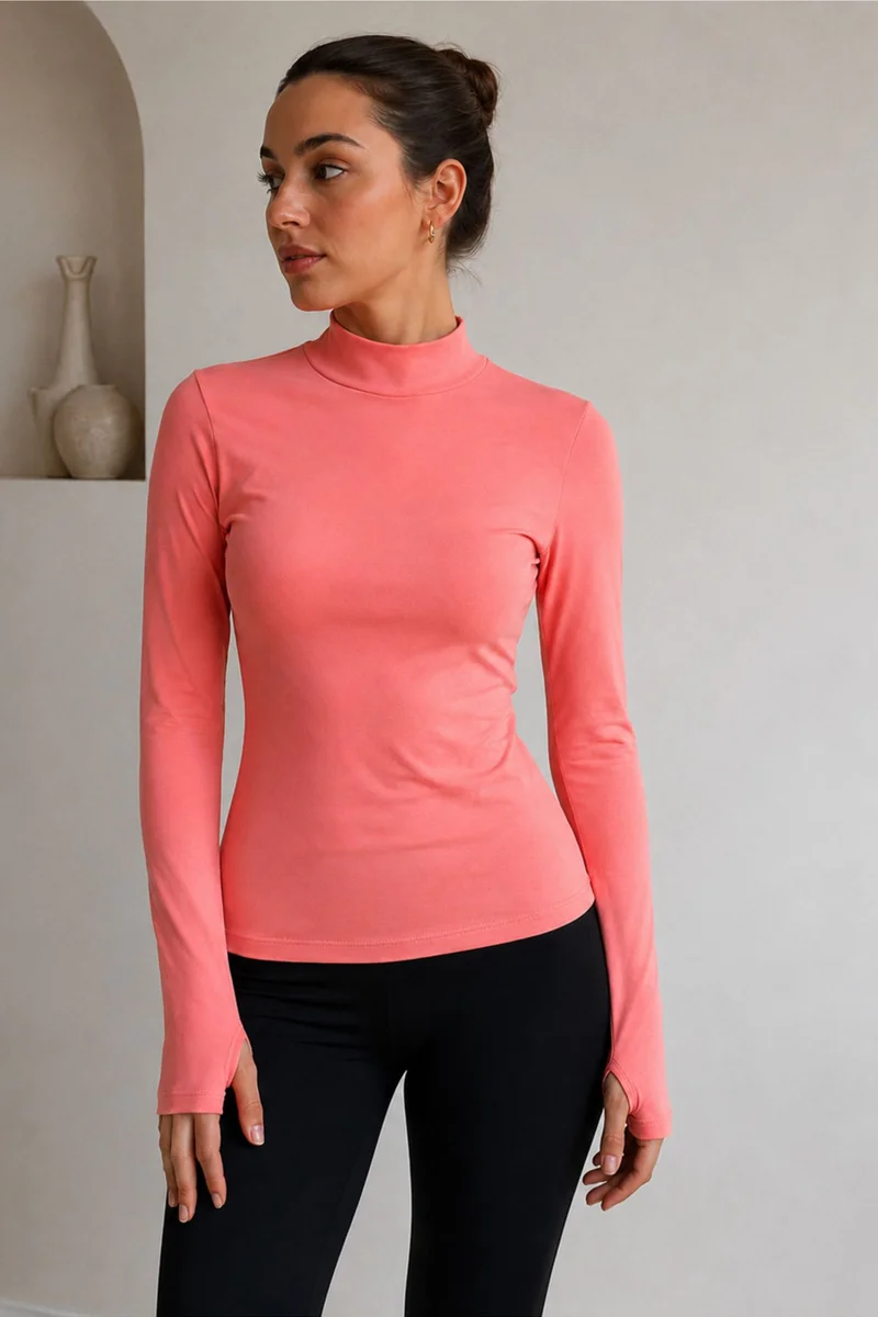 بيبانتولون BIPANTOLON Women's Slim Fit Half Turtleneck Bodysuit