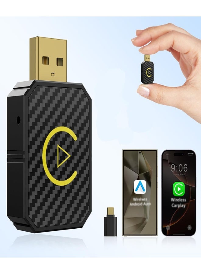محول CarPlay لاسلكي صغير 2 في 1 مع بلوتوث 5.0 وواي فاي للسيارات السلكية CarPlay/Auto - Image 1