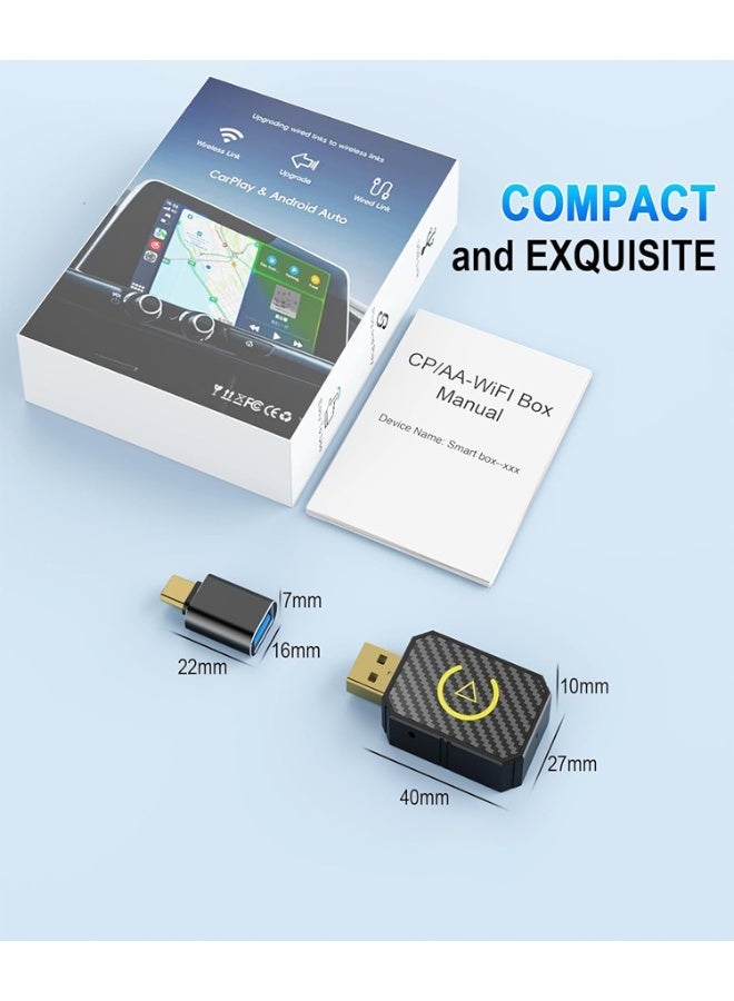 محول CarPlay لاسلكي صغير 2 في 1 مع بلوتوث 5.0 وواي فاي للسيارات السلكية CarPlay/Auto - Image 5