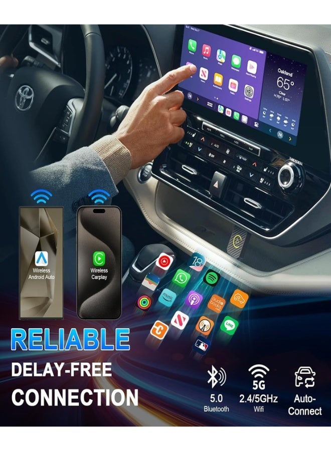 محول CarPlay لاسلكي صغير 2 في 1 مع بلوتوث 5.0 وواي فاي للسيارات السلكية CarPlay/Auto - Image 3
