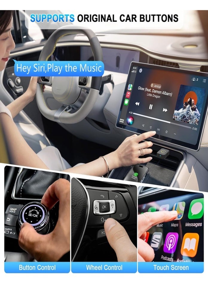 محول CarPlay لاسلكي صغير 2 في 1 مع بلوتوث 5.0 وواي فاي للسيارات السلكية CarPlay/Auto - Image 4