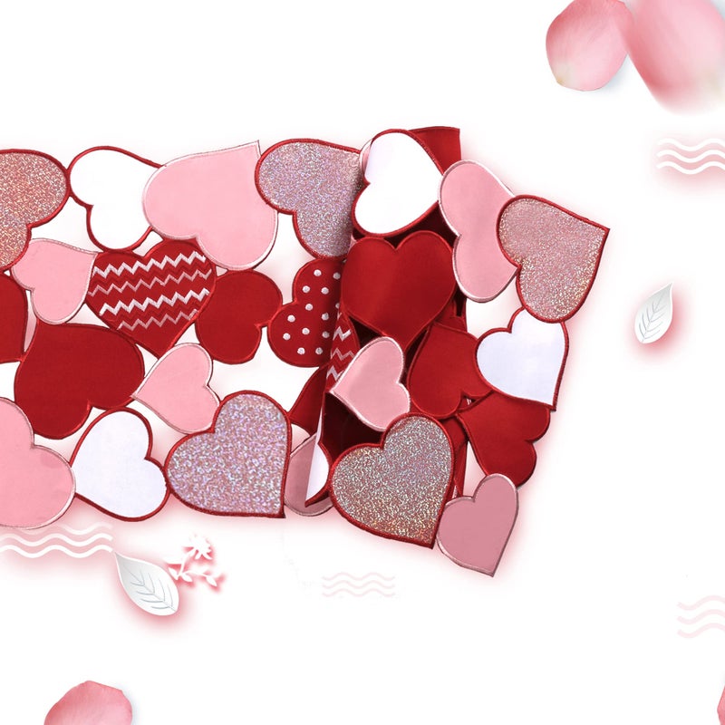 OWENIE Valentineâ€˜s Day Table Runners, 70 Inches Long, Red Valentines Table Runner Embroidered Love Heart Red Table Decorations, Mother's Day or Wedding Table Decor , Machine Washable - Image 5