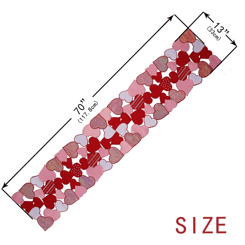 OWENIE Valentineâ€˜s Day Table Runners, 70 Inches Long, Red Valentines Table Runner Embroidered Love Heart Red Table Decorations, Mother's Day or Wedding Table Decor , Machine Washable - Image 4