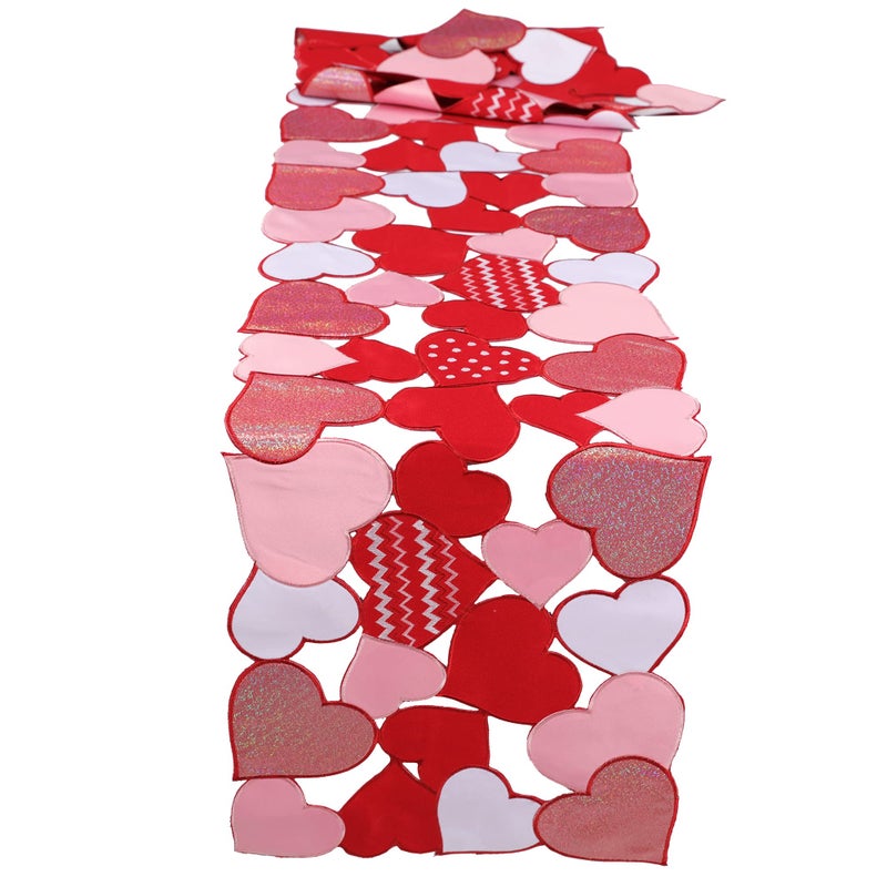 OWENIE Valentineâ€˜s Day Table Runners, 70 Inches Long, Red Valentines Table Runner Embroidered Love Heart Red Table Decorations, Mother's Day or Wedding Table Decor , Machine Washable - Image 3