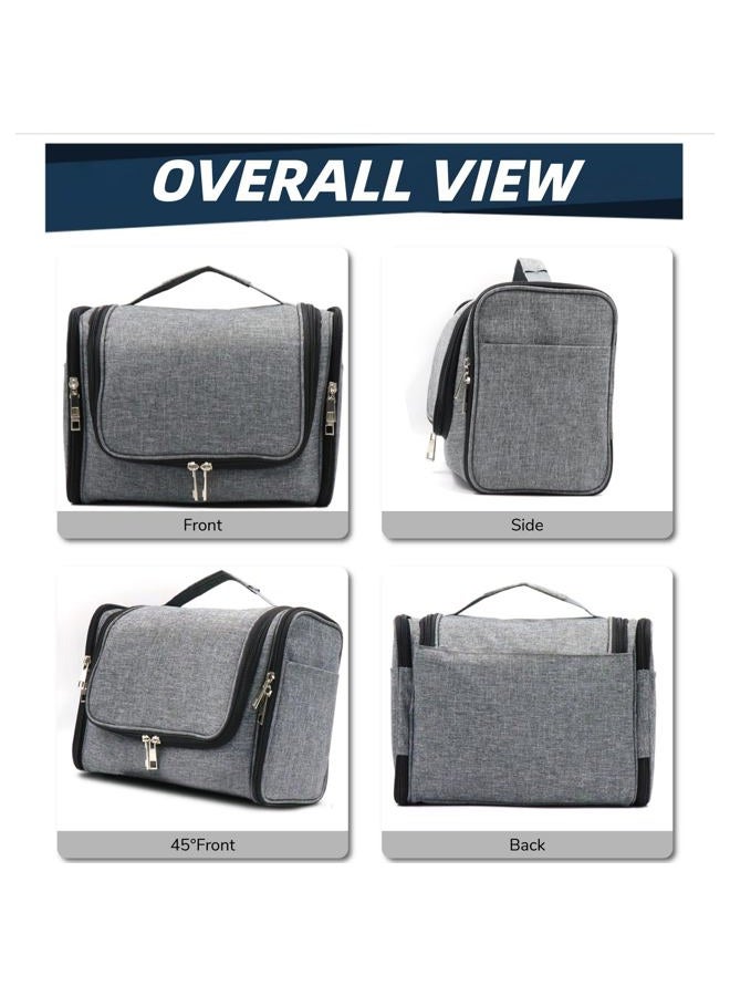 Buruis Large Capacity Toiletry Bag for Women and Men, Hanging Toiletry Organizer Cosmetics Makeup Bag, Water-resistant Dopp Kit Shaving Bags for Full Sized Toiletries, Travel Essentials (Oxford Gray) - Image 5