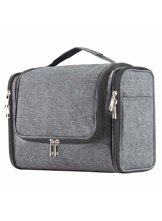 Buruis Large Capacity Toiletry Bag for Women and Men, Hanging Toiletry Organizer Cosmetics Makeup Bag, Water-resistant Dopp Kit Shaving Bags for Full Sized Toiletries, Travel Essentials (Oxford Gray) - Image 1