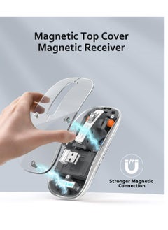 Crystal Transparent Magnetic Wireless Mouse  Wireless Bluetooth Mouse, Tri-Mode (BT1+BT2+2.4G) USB C Rechargeable Computer Mouse, Full Transparent Portable Silent Mouse with USB Receiver for Laptop (Grey)