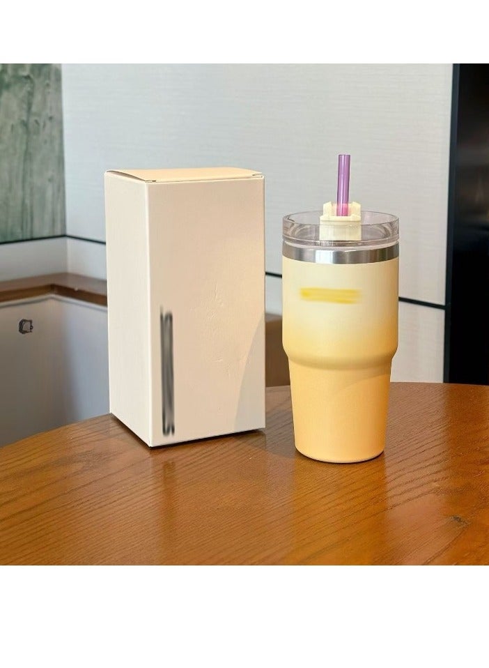 Stanley Quencher, Stainless Steel Vacuum Insulated Ice Cup, Large Capacity Thermos Cup, Portable Tumbler With Lid And Straw For Water, Iced Tea Or Coffee, (1pc, Yellow) - Image 4