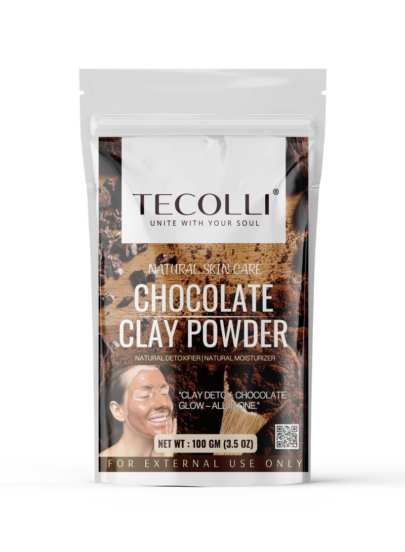 Tecolli®  Chocolate Clay Powder-Hydrating Clay for Skin & Hair,Promotes Radiant Glow, Balances Skin Tone, Enhances Youthfulness (100g)