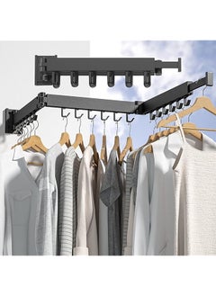 Mounted Retractable Clothes Drying Rack Foldable Clothes Hangers Stainless Steel Collapsible Laundry Clothes Hanger Rack Three Pole Retractable For Balcony Bathroom Patio Bedroom