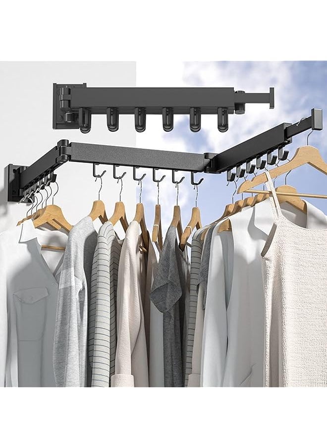 Zaboon - Mounted Retractable Clothes Drying Rack Foldable Clothes Hangers Stainless Steel Collapsible Laundry Clothes Hanger Rack Three Pole Retractable For Balcony Bathroom Patio Bedroom - Image 1