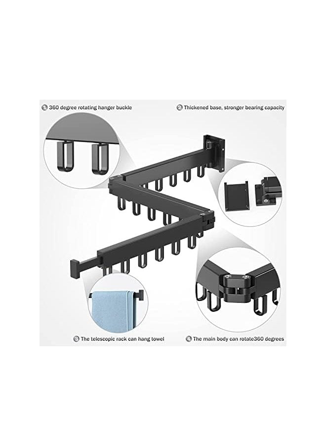 Zaboon - Mounted Retractable Clothes Drying Rack Foldable Clothes Hangers Stainless Steel Collapsible Laundry Clothes Hanger Rack Three Pole Retractable For Balcony Bathroom Patio Bedroom - Image 1