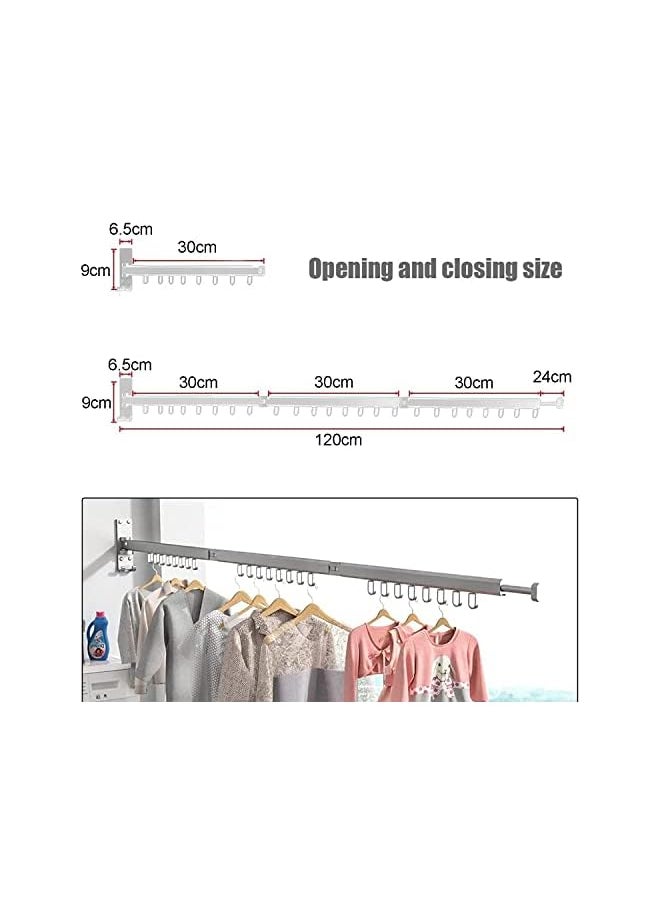 Zaboon - Mounted Retractable Clothes Drying Rack Foldable Clothes Hangers Stainless Steel Collapsible Laundry Clothes Hanger Rack Three Pole Retractable For Balcony Bathroom Patio Bedroom - Image 1