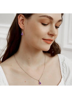 VOLUKA 925 Sterling Silver Natural Amethyst Teardrop Leverback Earrings|7 * 9Mm Pear Shaped Drop Dangly Earring Hypoallergenic Jewelry For Women  - Image 2