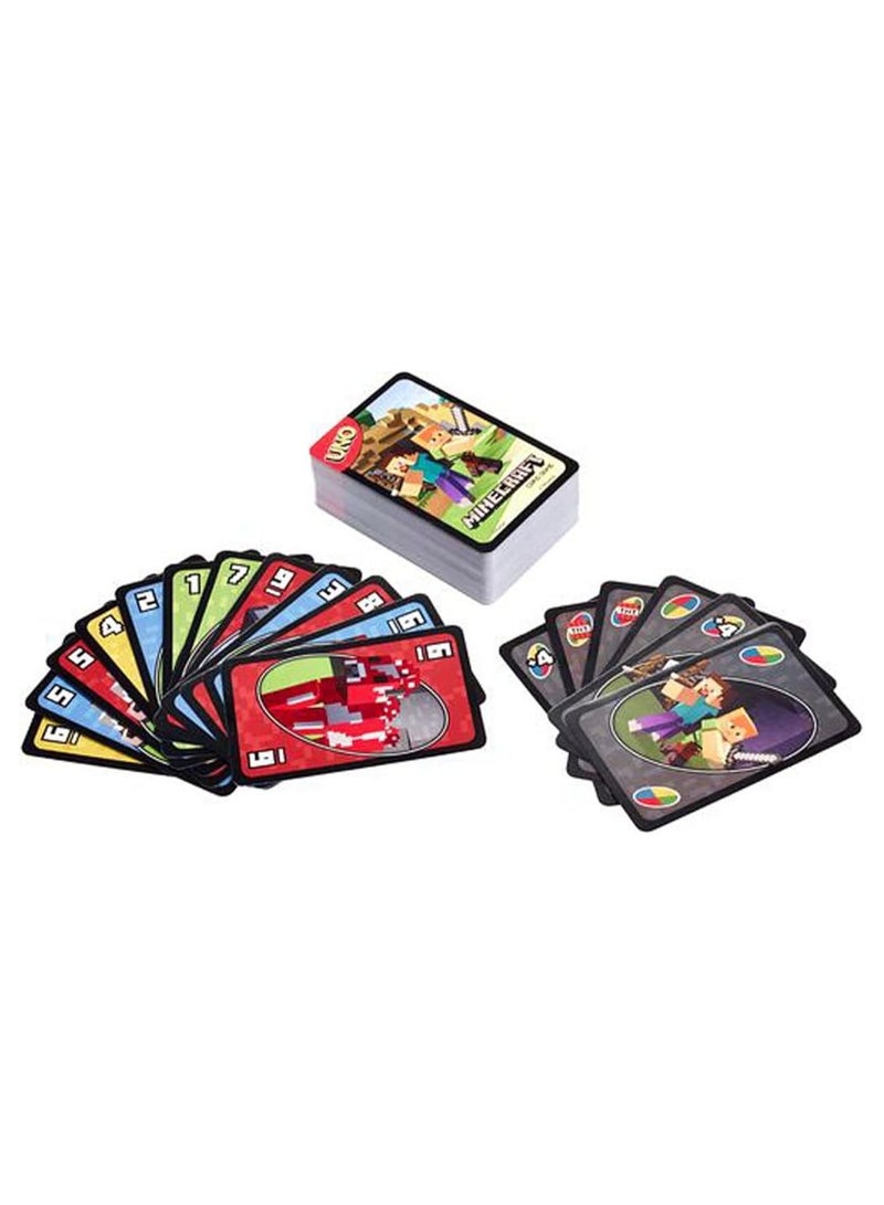 Uno Minecraft Illustrated Card Game with Special Creeper Action Card Game Rules Included 2-10 Players Children's Toy Age 7 and Above - Image 3