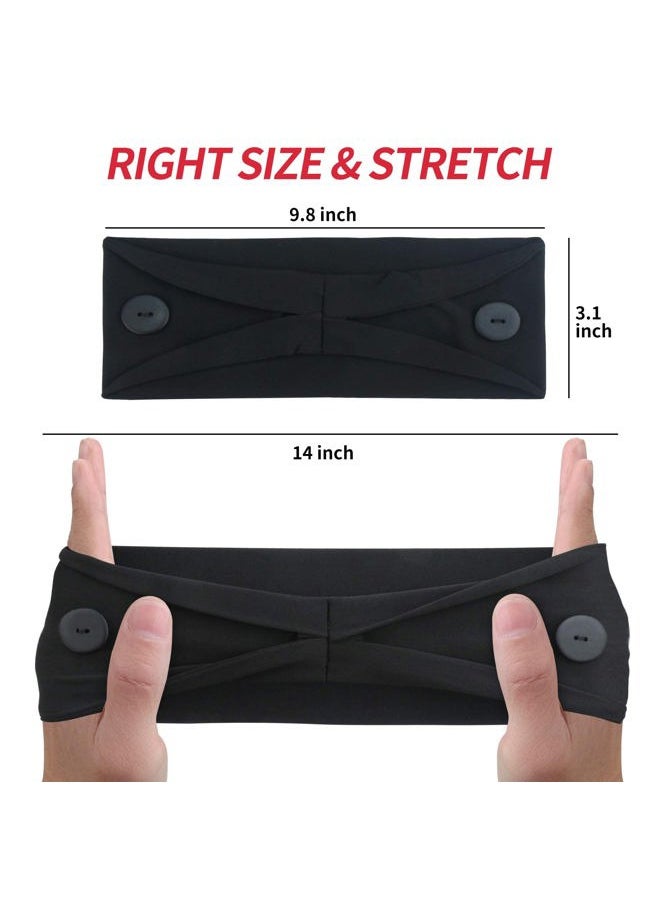 ABAMERICA Headbands with Button for Mask, Wide Nurses Headbands Non Slip Elastic Ear Protection for Women Men Doctors Sweatband Head Wrap  - Image 3