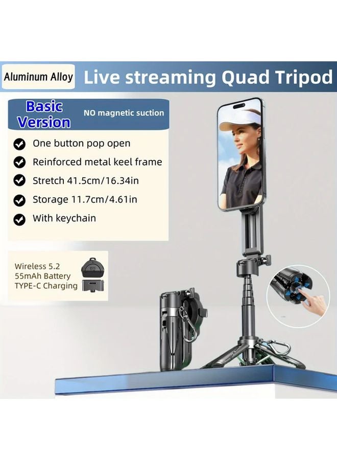 حامل الهاتف الذكي اللاسلكي المغناطيسي الأسود القابل للامتصاص والقابل للسحب بعصا سيلفي من 45 إلى 72 سم - Image 4