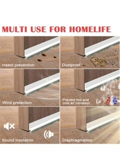Reelyo Door Sweep for Bottom of Door, 39.2" L Integrated Design with Brush, Self Adhesive Under Door Draft Stopper for Bottom of Door, Door Seal Dust/Noise/Hot or Cold Air Insulation, White  - Image 5