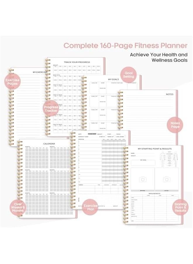 Arabest Fitness Workout Journal for Women & Men, A5(5.5 x 8.2) Workout Log Book Planner for Tracking, Progress, and Achieving Your Wellness Goals-Pink - Image 5