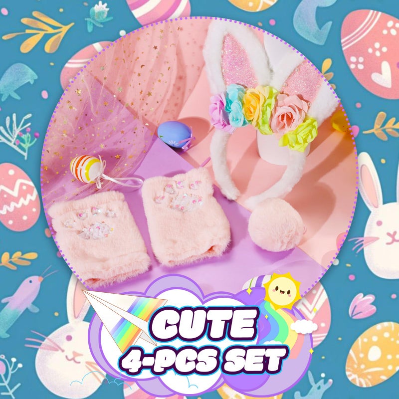 PinkSheep Easter Bunny Ears and Basket for Girls, Trick or Treat Bucket: Bunny Easter Bags for Trick or Treating - Image 3