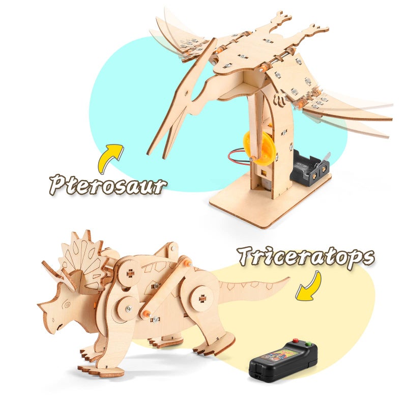 Yutin Dinosaur STEM Kits for Kids Ages 8-10-12, 4 in 1 Wood Building Toys for Boys Age 8-12, Build It Yourself Woodworking Kit, DIY 3D Wooden Puzzles Model Science Crafts for Kids, Stem Projects - Image 5