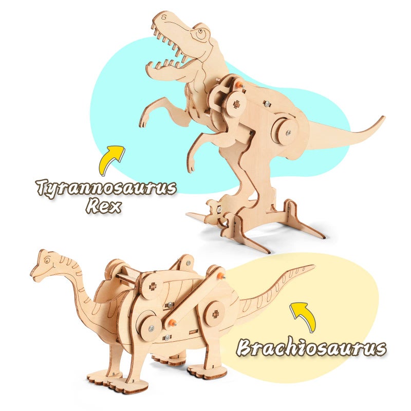 Yutin Dinosaur STEM Kits for Kids Ages 8-10-12, 4 in 1 Wood Building Toys for Boys Age 8-12, Build It Yourself Woodworking Kit, DIY 3D Wooden Puzzles Model Science Crafts for Kids, Stem Projects - Image 4