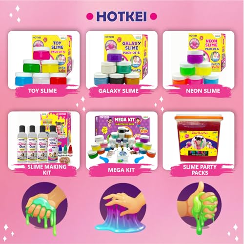 HOTKEI (10 Slime kit) Fruit Scented Colorful DIY Magic Toy Slime Gel Jelly Clay Putty Set Toys for Girls Kids Boys Slime kit Set Toys with Glitter| Charms | Beads Slime Making Kit - Image 2