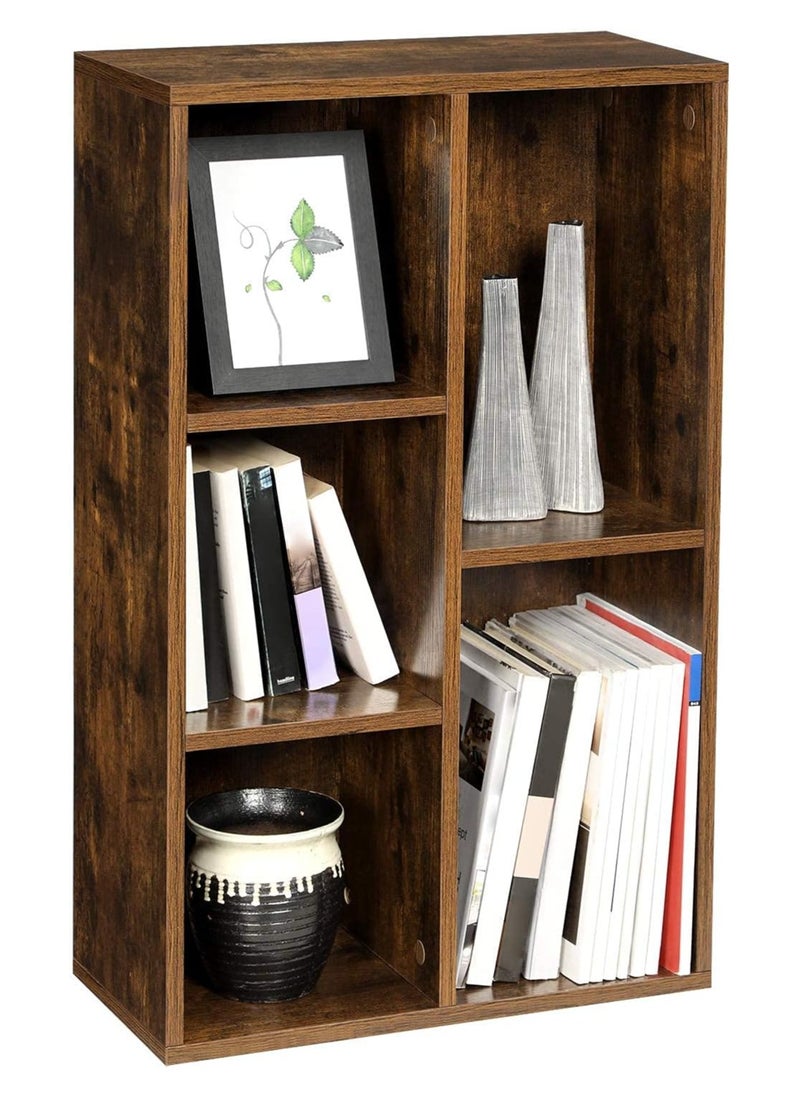 Chulovs - 5 cube Bookcase, Wooden Bookshelf with 5 Compartments, Floor Standing Storage Unit for Files, Decor, In Study, Living Room, Bedroom - Image 1