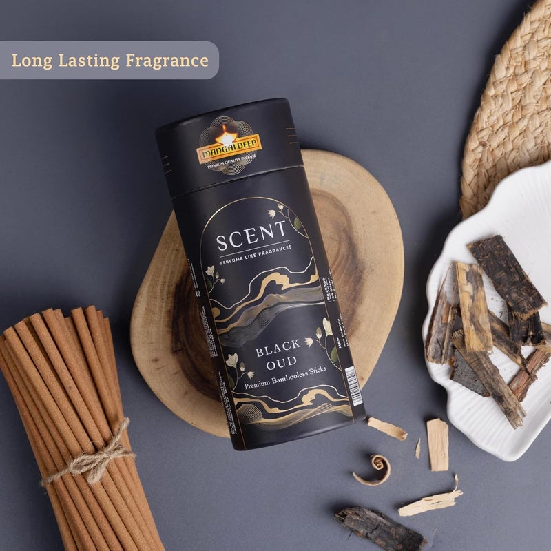 Mangaldeep Scent Premium Bambooless Dhoop Sticks Black Oud Ceramic Stand Inside with Essential Oils 30 Sticks - Image 3
