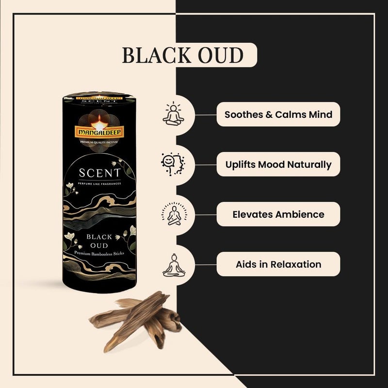 Mangaldeep Scent Premium Bambooless Dhoop Sticks Black Oud Ceramic Stand Inside with Essential Oils 30 Sticks - Image 5