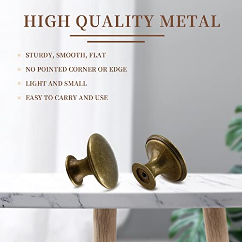 Cionyce 6 Pcs Brass Cabinet Knobs Metal Drawer Knobs Round Dresser Handle Knobs 1.18" Diameter Kitchen Cabinet Knobs Hardware(with Mounting Screws) - Image 4